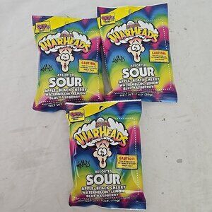Lot Of 3 WARHEADS 2 Oz Bags Sour Sweet Fruity-HARD CANDY Extreme Sour